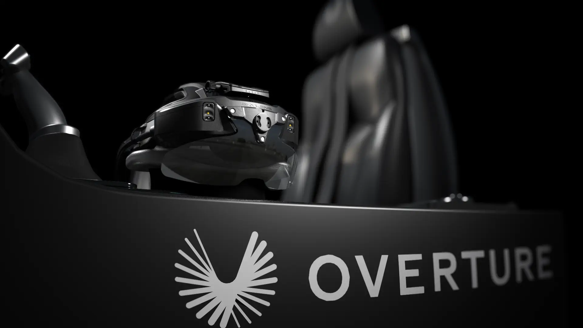Boom Overture SkyLens Flight simulator ClearVision EFVS with SkyLens II head-wearable display in use on an Overture flight simulator